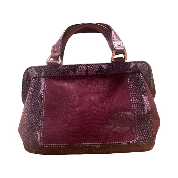 Cole Haan Gracie Women’s Burgundy Leather Snakeskin Handbag EUC - Picture 2 of 4